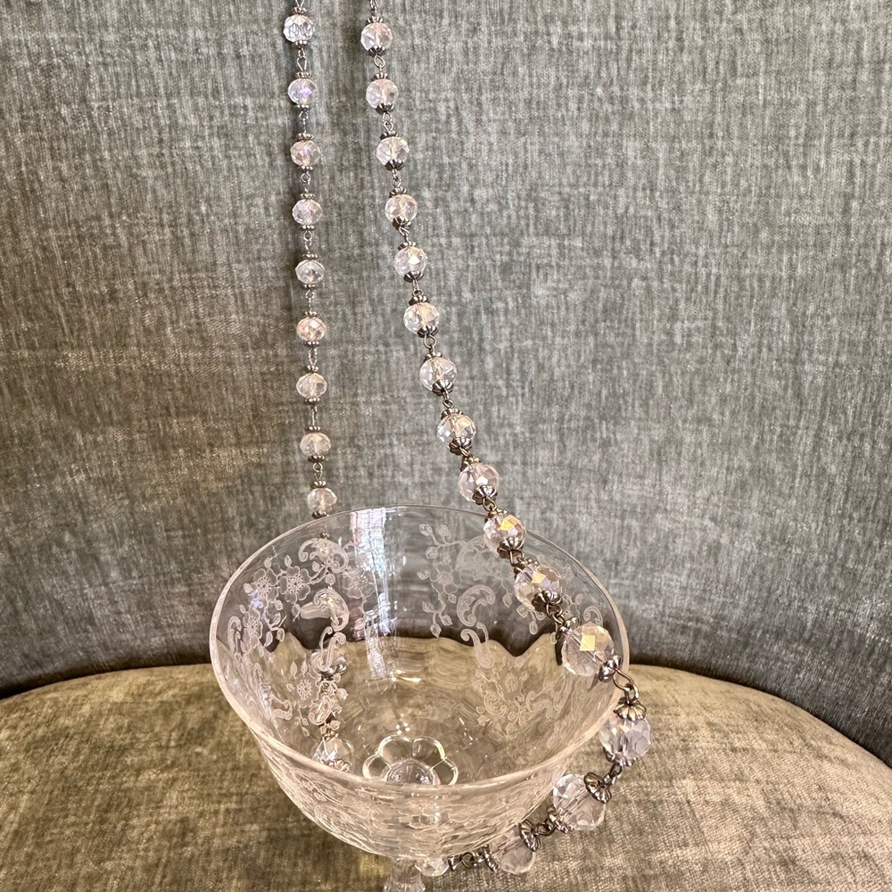 Iridescent crystal and silver necklace